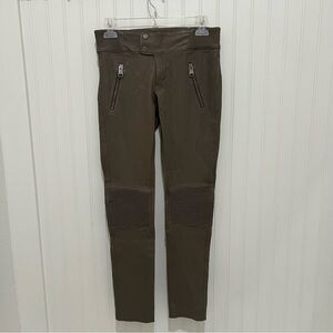 Azadeh Couture  Moto Style Pants with Zipper Details Olive Green 38